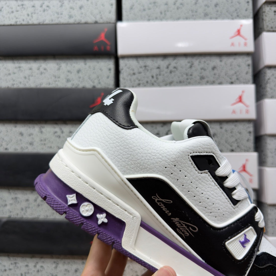 LV Trainer White Black Purple