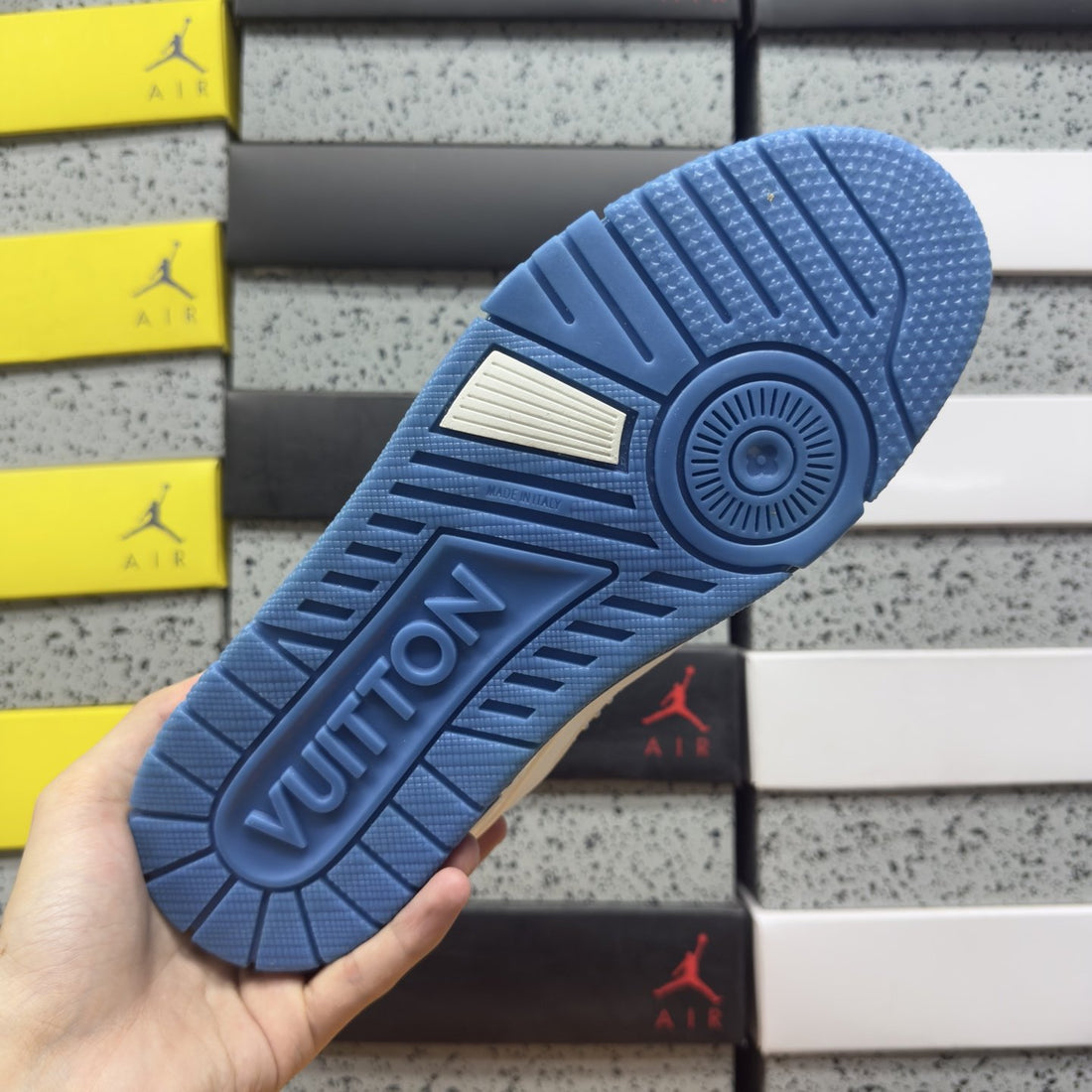 LV Trainer White Blue Perforated
