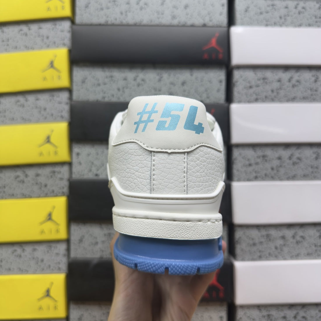 LV Trainer White Blue Perforated