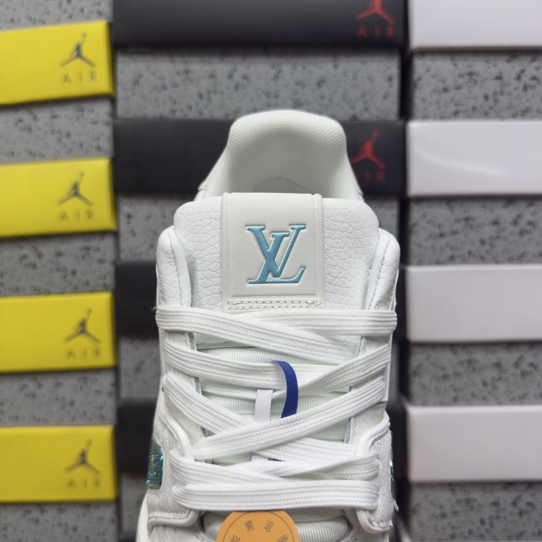 LV Trainer White Blue Perforated