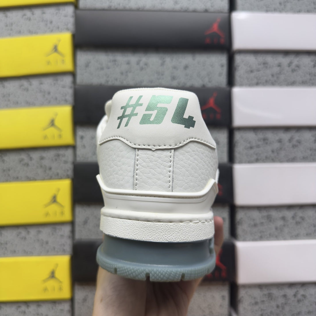 LV Trainer White Green Perforated