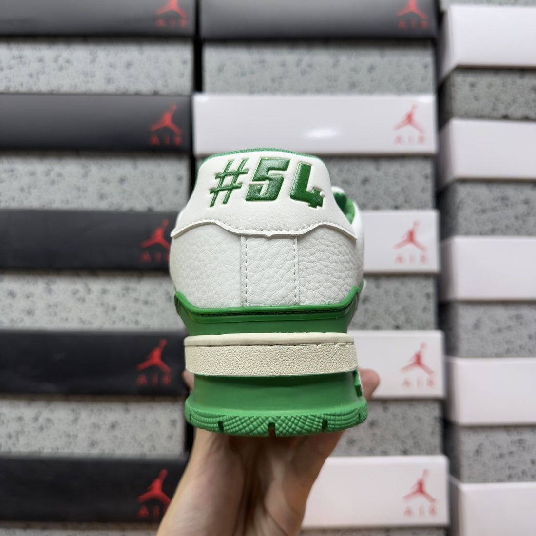 LV Trainer White Green Signature