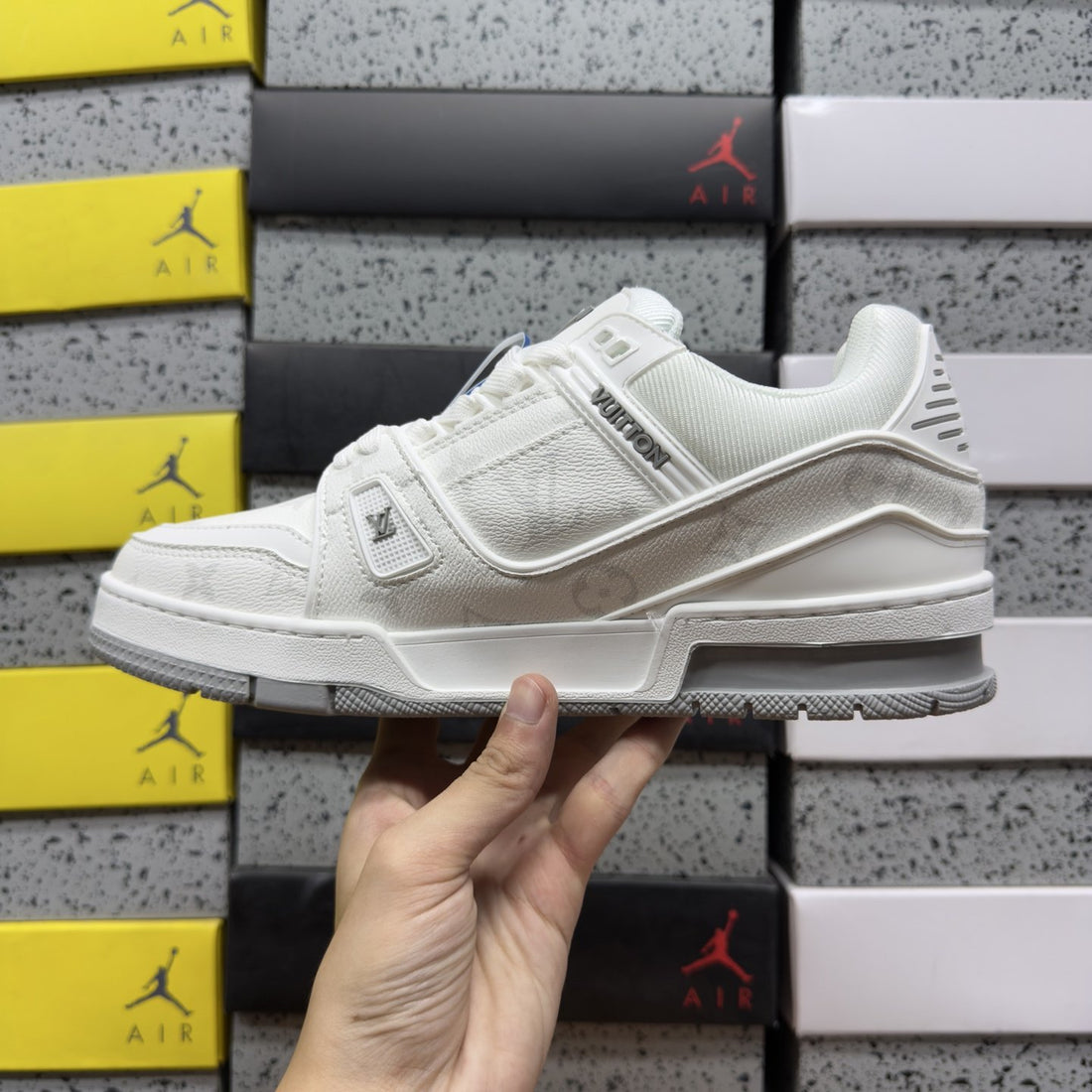 LV Trainer White Grey Monogram