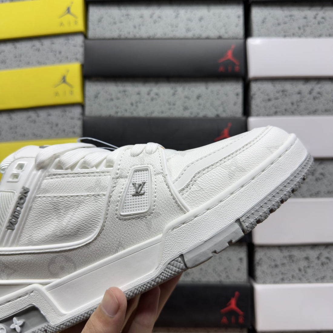 LV Trainer White Grey Monogram