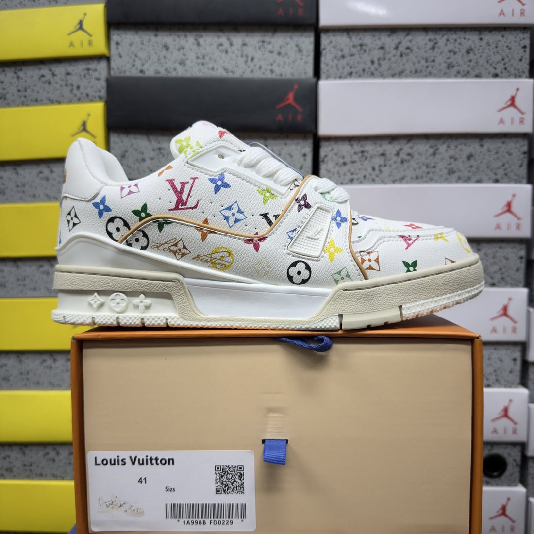 LV Trainer White Monogram Multicolor