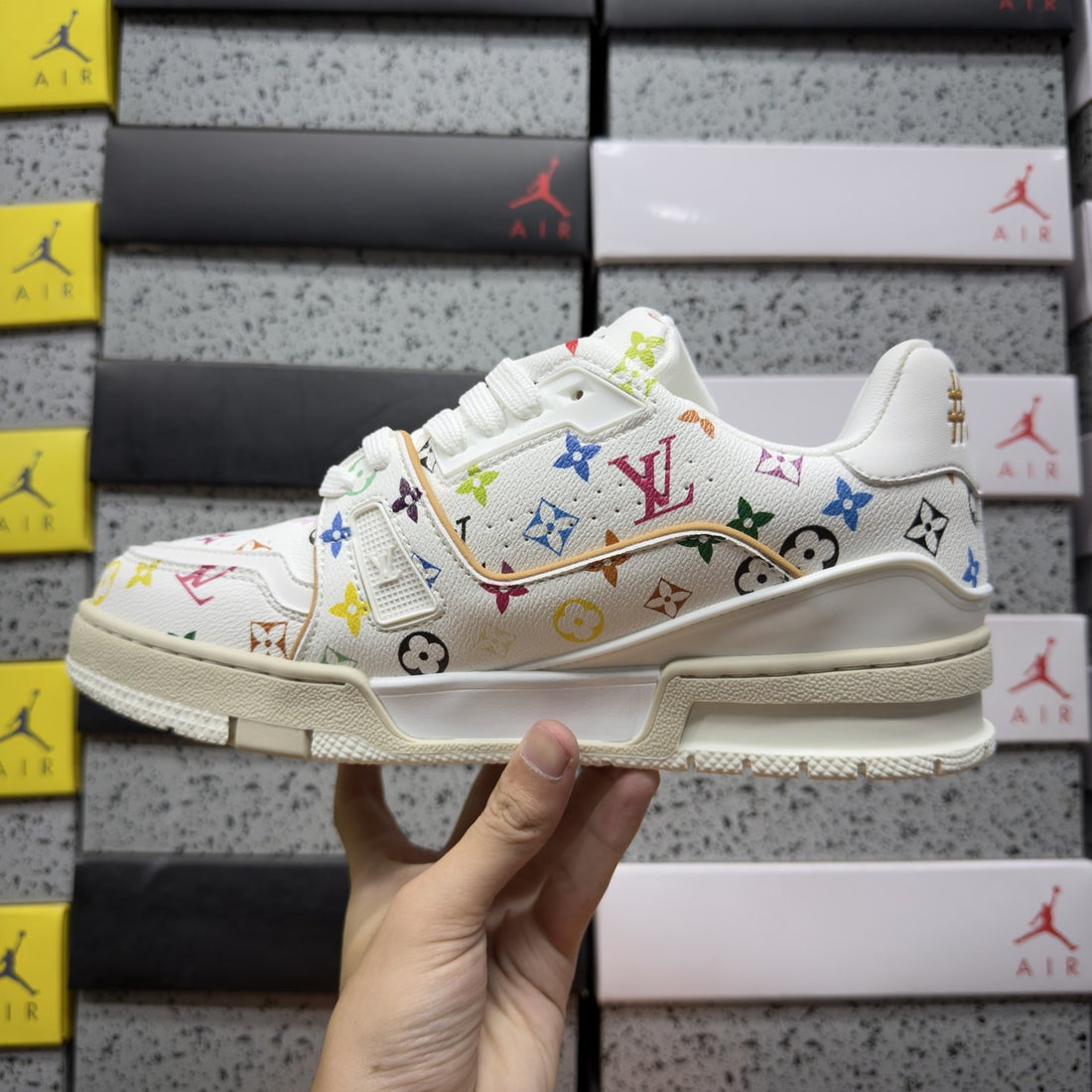 LV Trainer White Monogram Multicolor