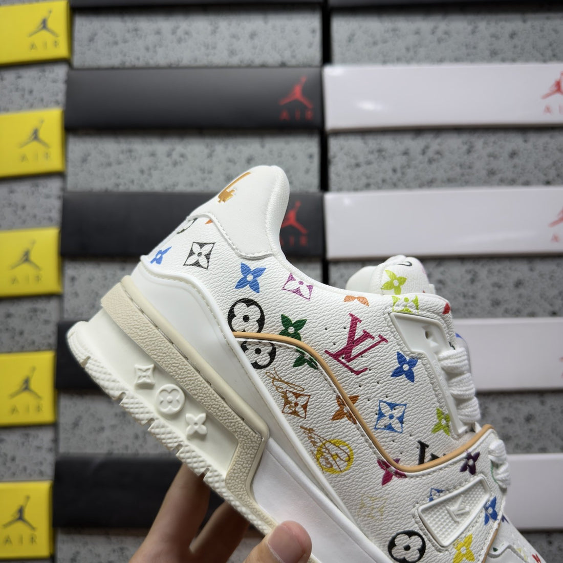 LV Trainer White Monogram Multicolor