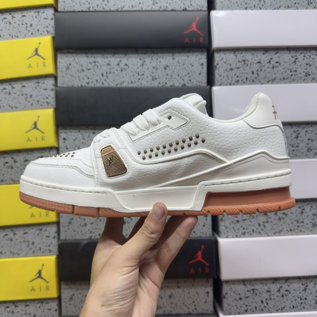 LV Trainer White Orange Perforated