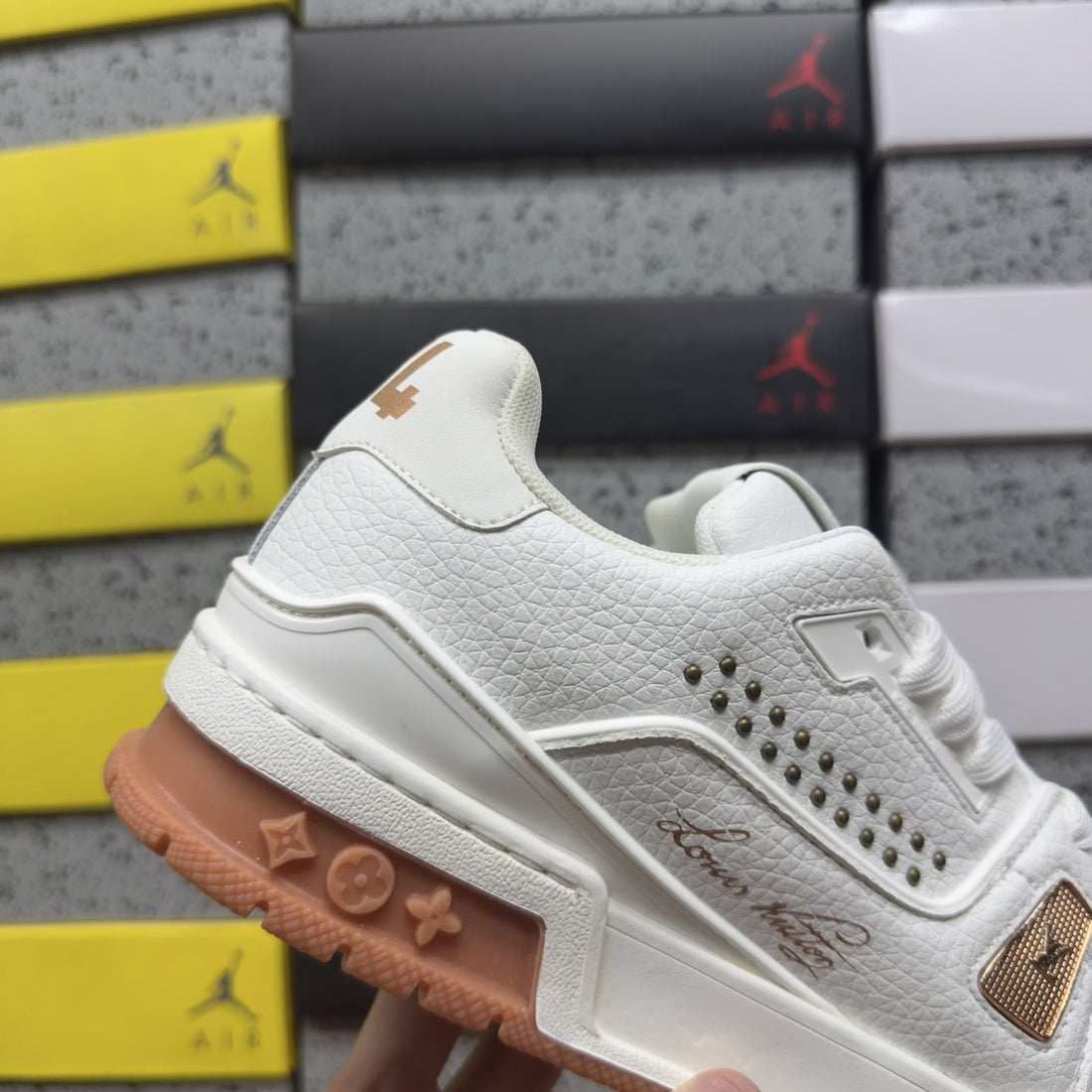 LV Trainer White Orange Perforated