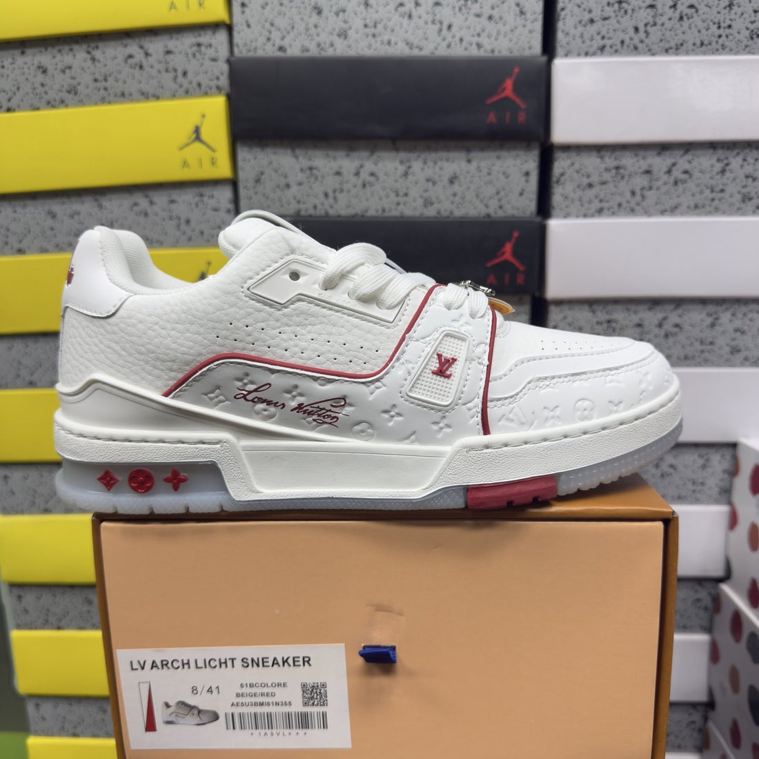 LV Trainer White Red Signature