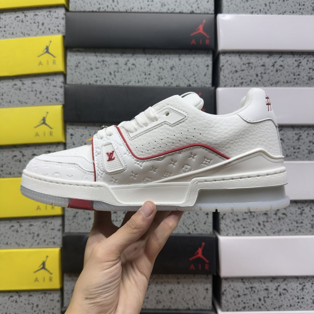 LV Trainer White Red Signature