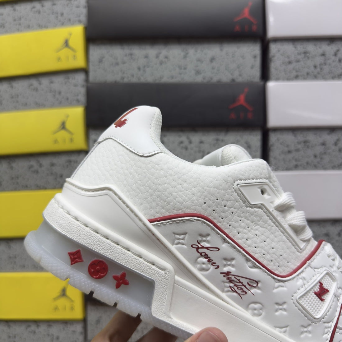 LV Trainer White Red Signature