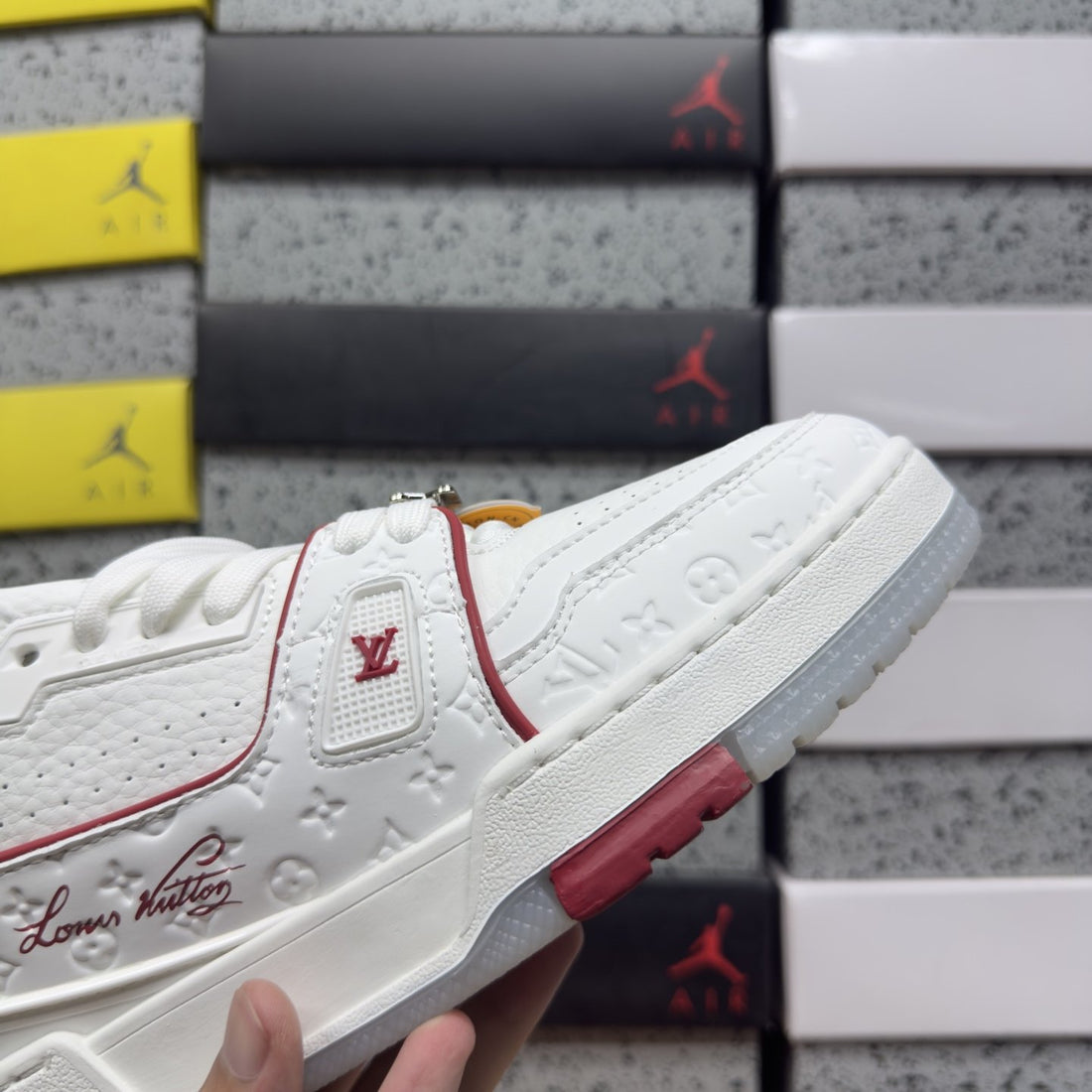 LV Trainer White Red Signature
