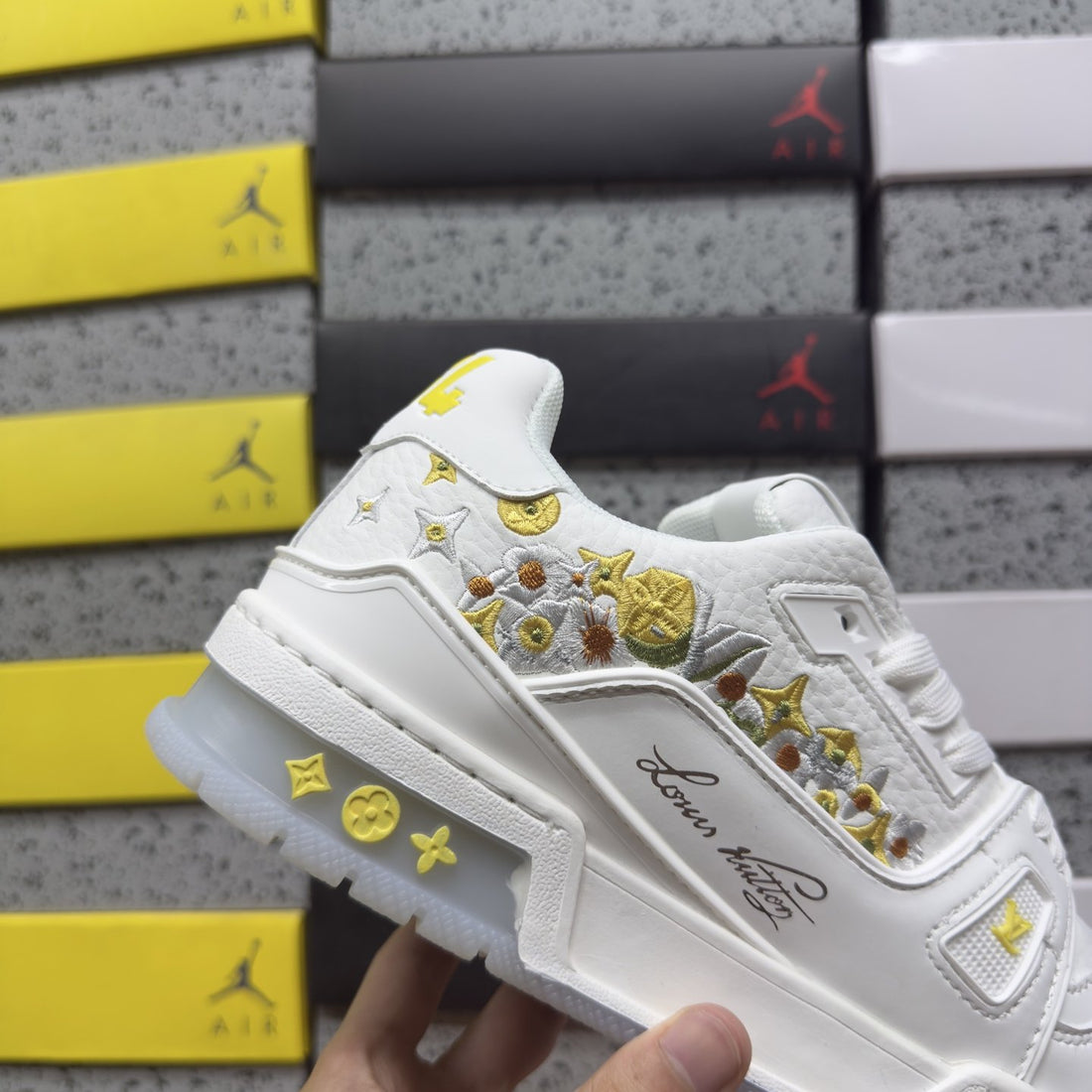 LV Trainer White Yellow Floral