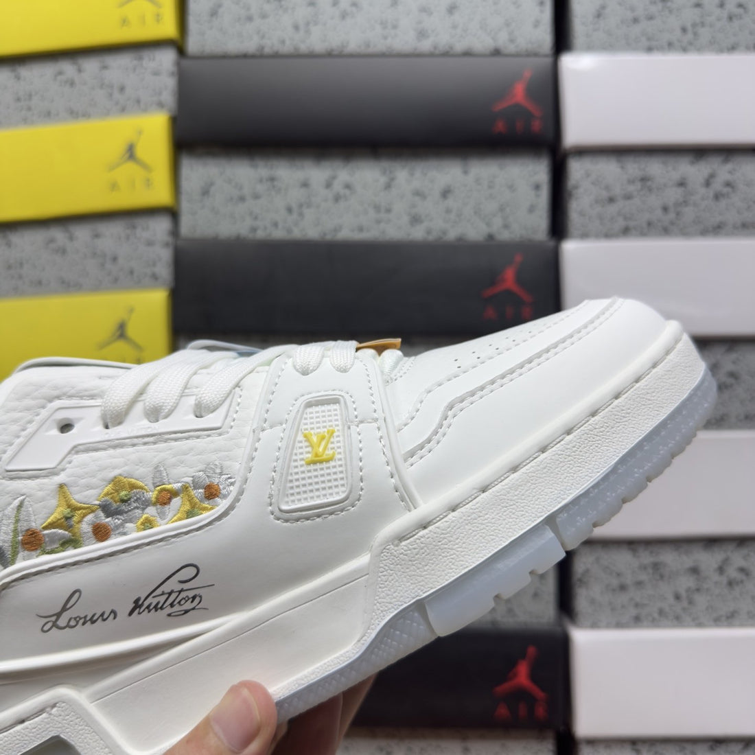 LV Trainer White Yellow Floral
