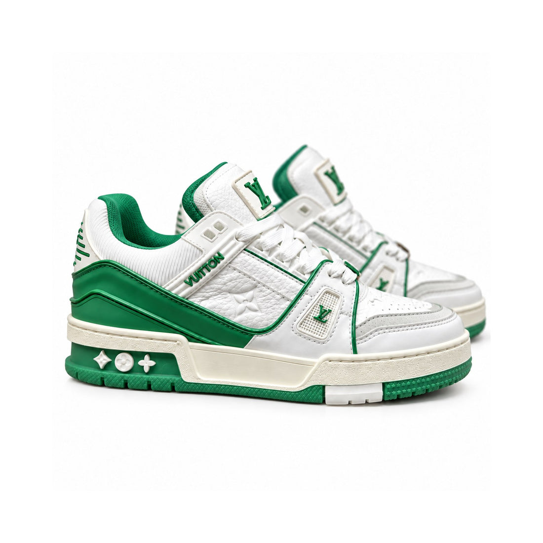 LV Trainer White Green Signature