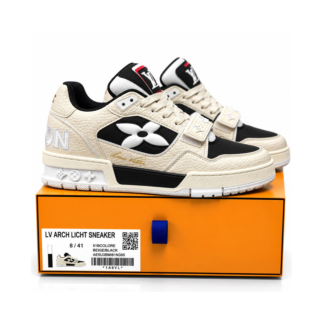 LV Trainer Beige Black Flower