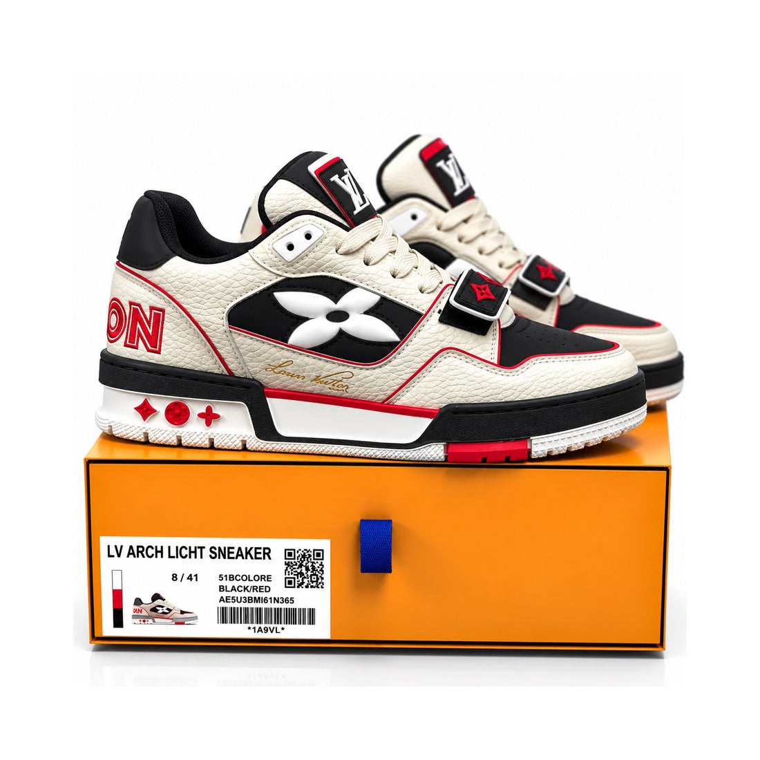 LV Trainer Cream Black Red Flower