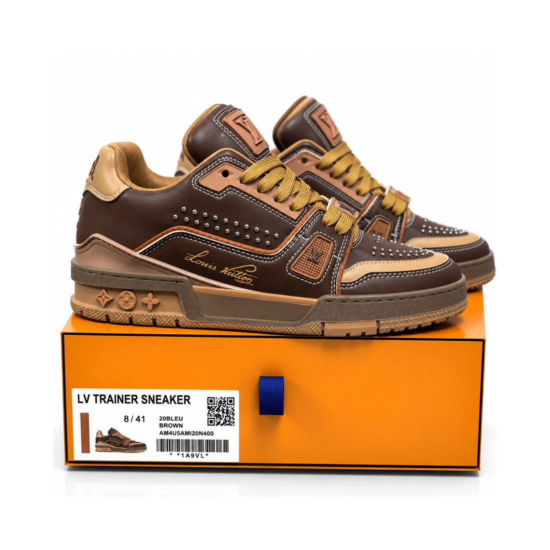 LV Trainer Brown Tan Perforated