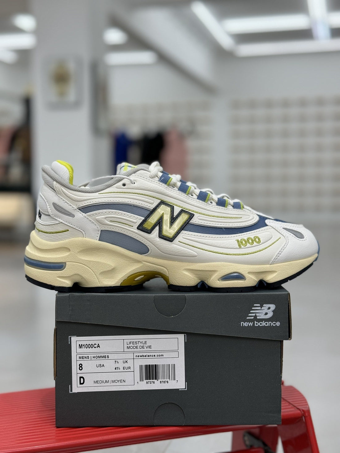 NB 1000 White Navy Yellow
