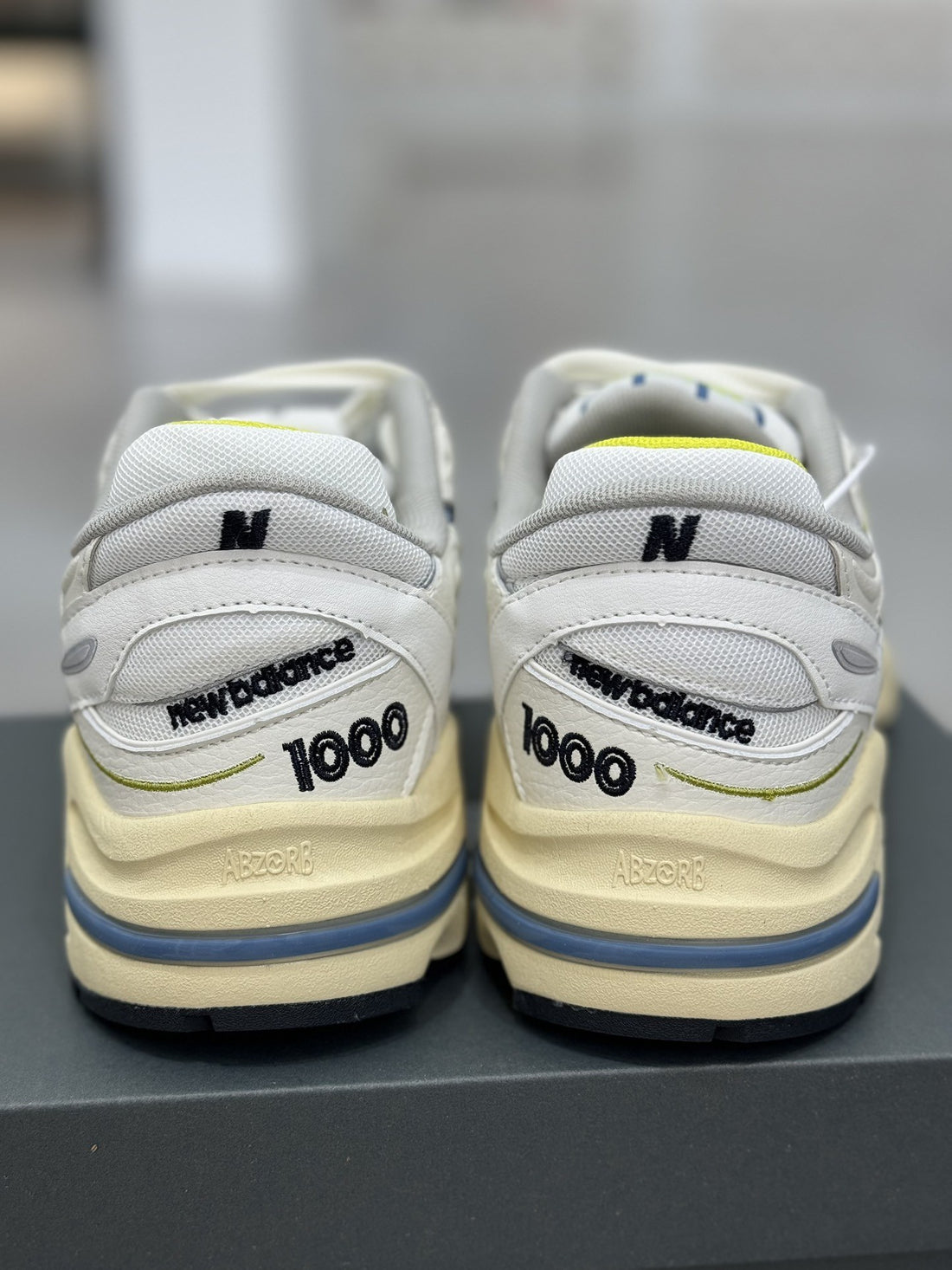 NB 1000 White Navy Yellow