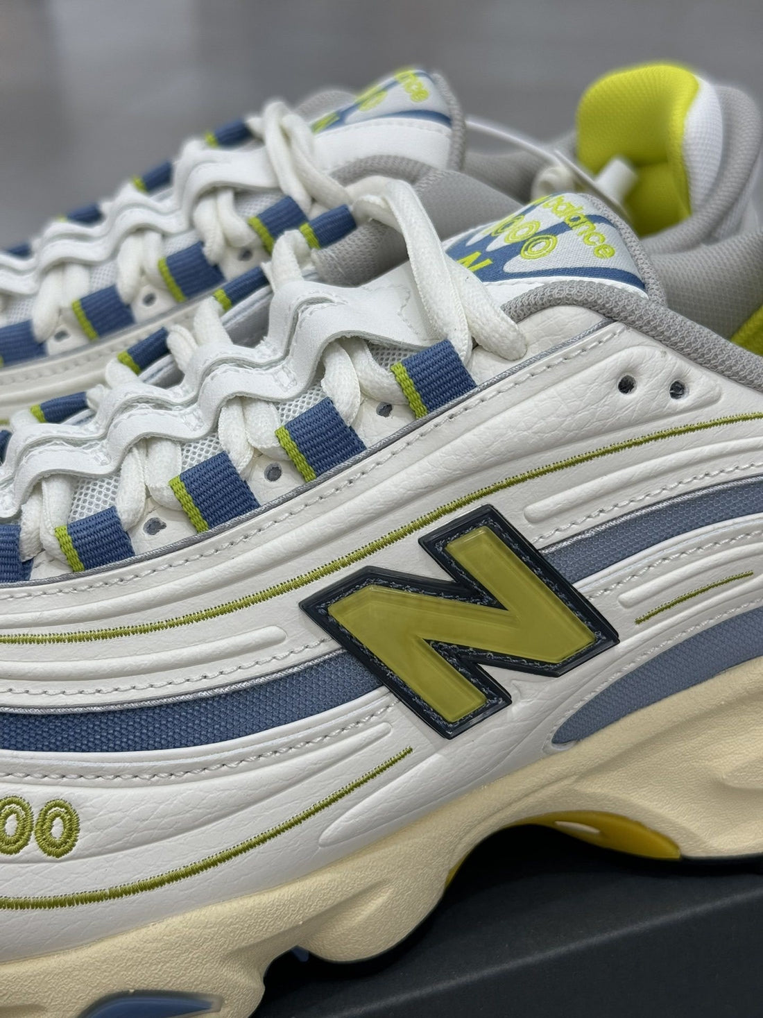NB 1000 White Navy Yellow