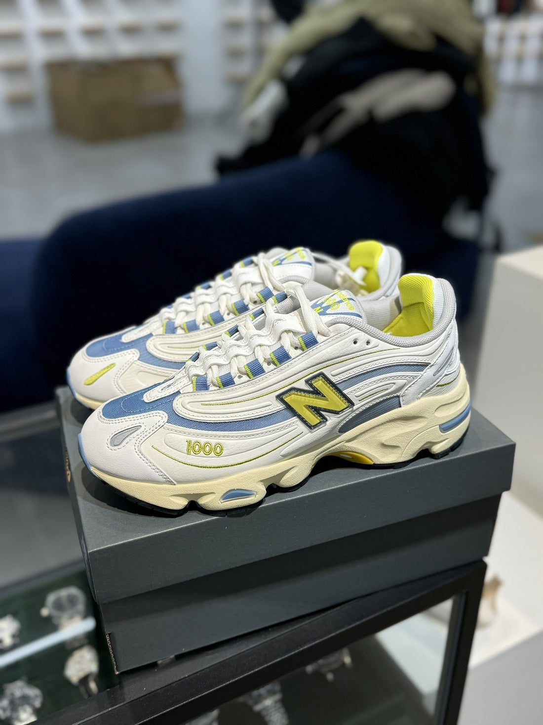 NB 1000 White Navy Yellow