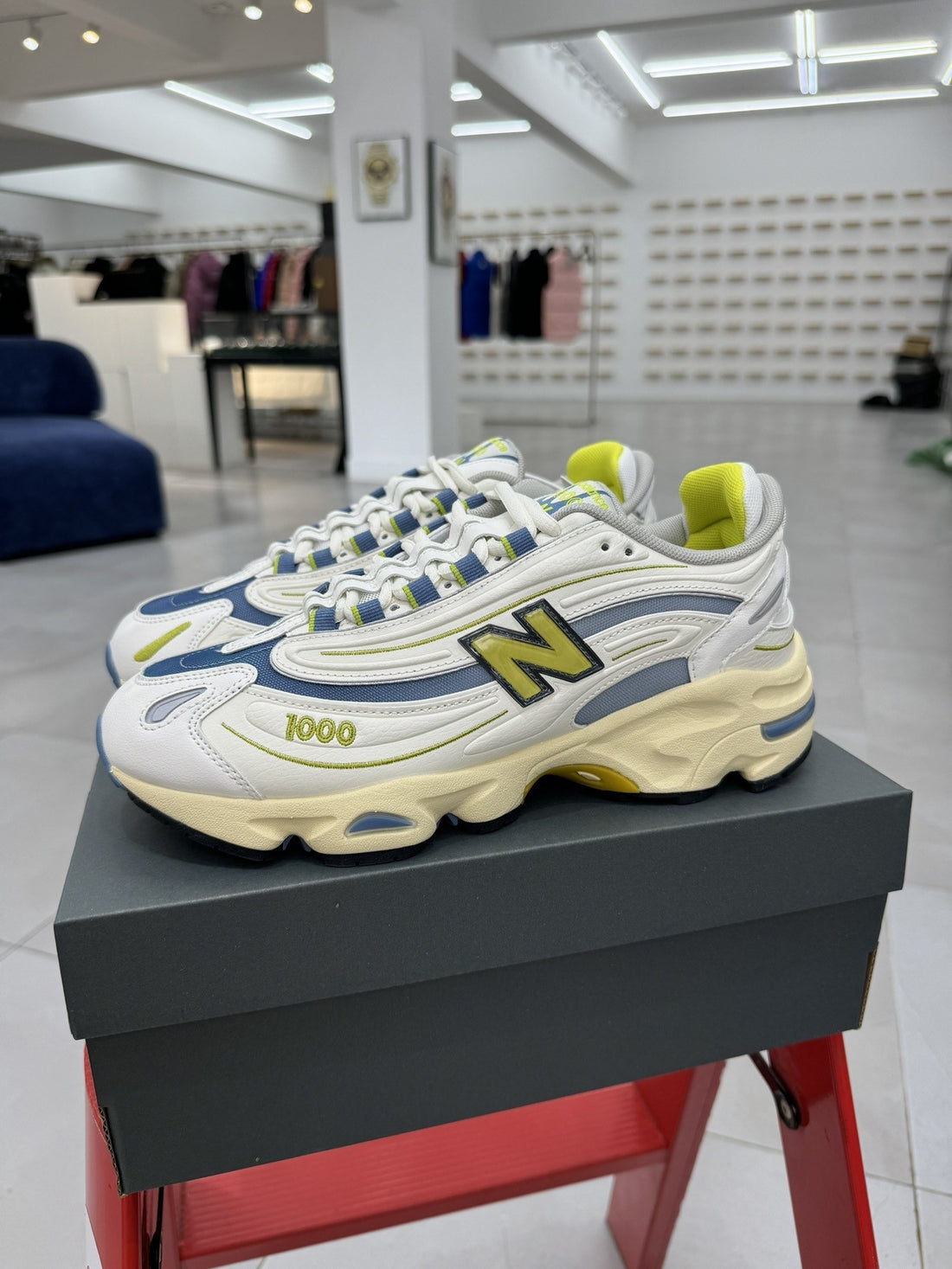 NB 1000 White Navy Yellow