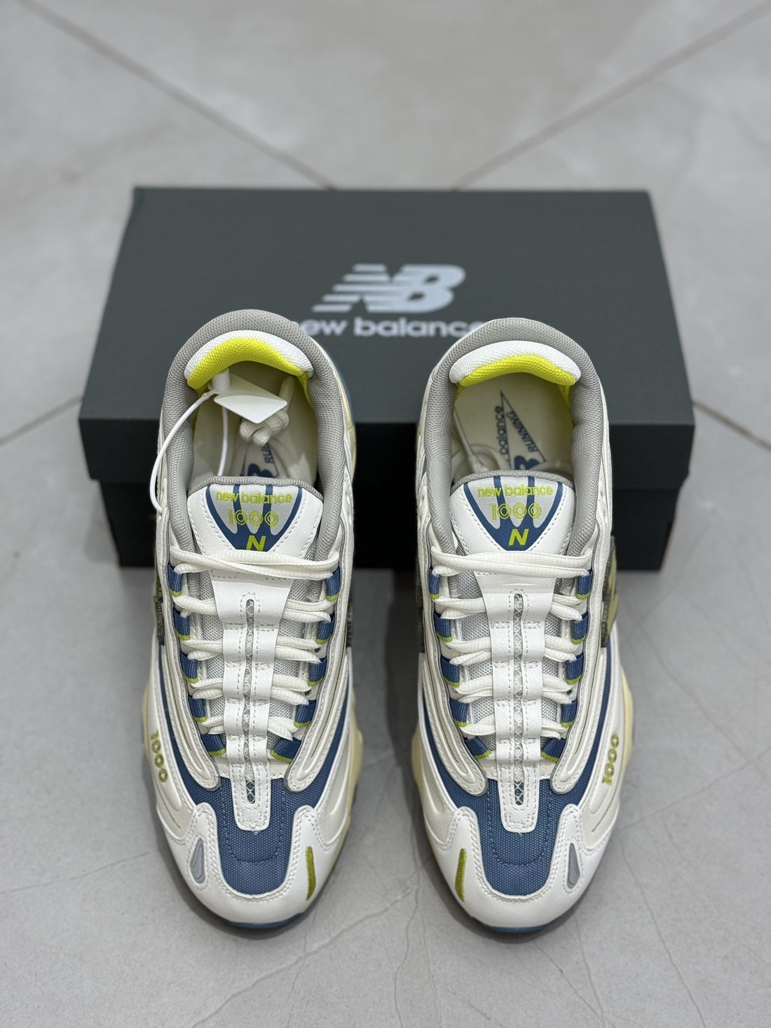 NB 1000 White Navy Yellow