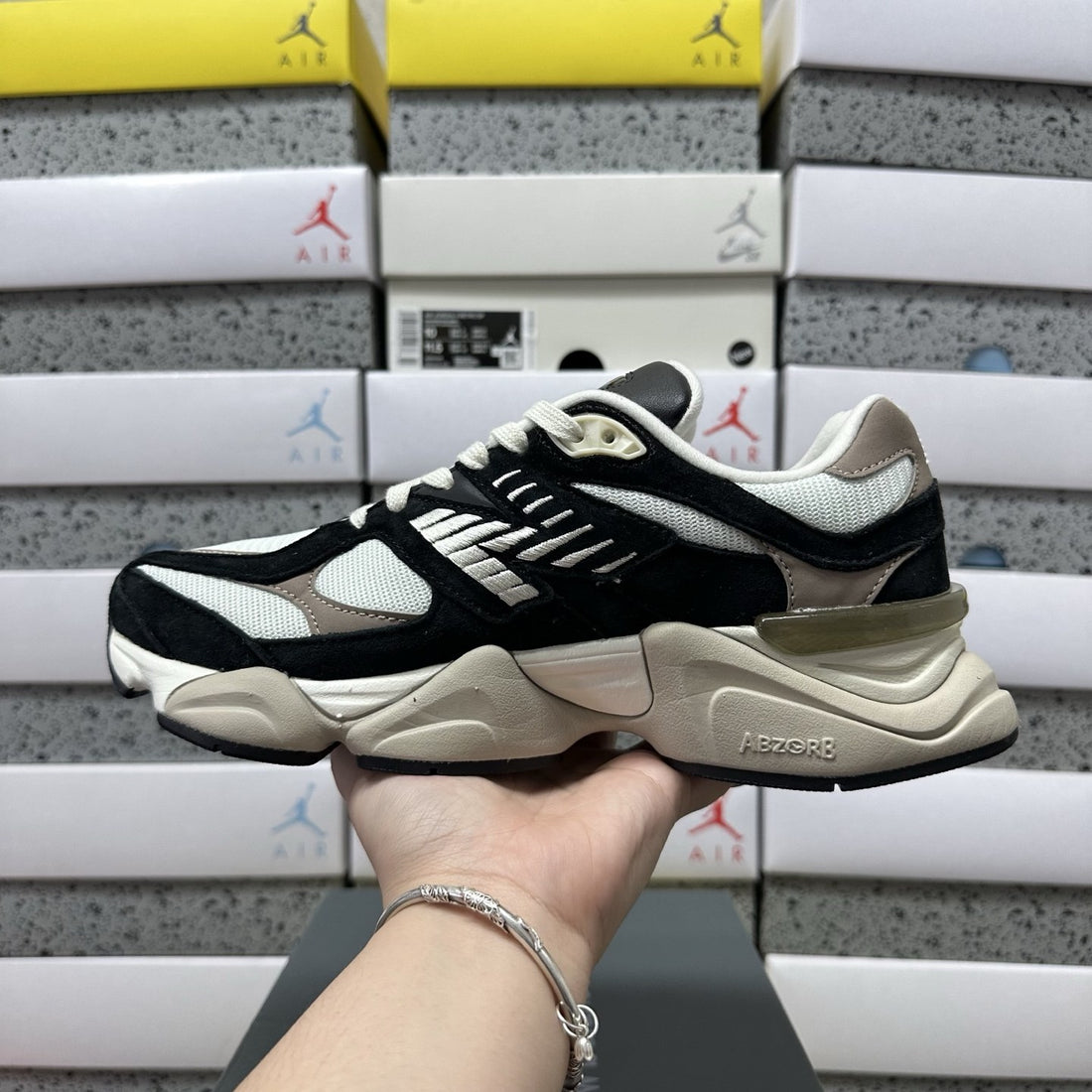 NB 9060 Black Cream Suede