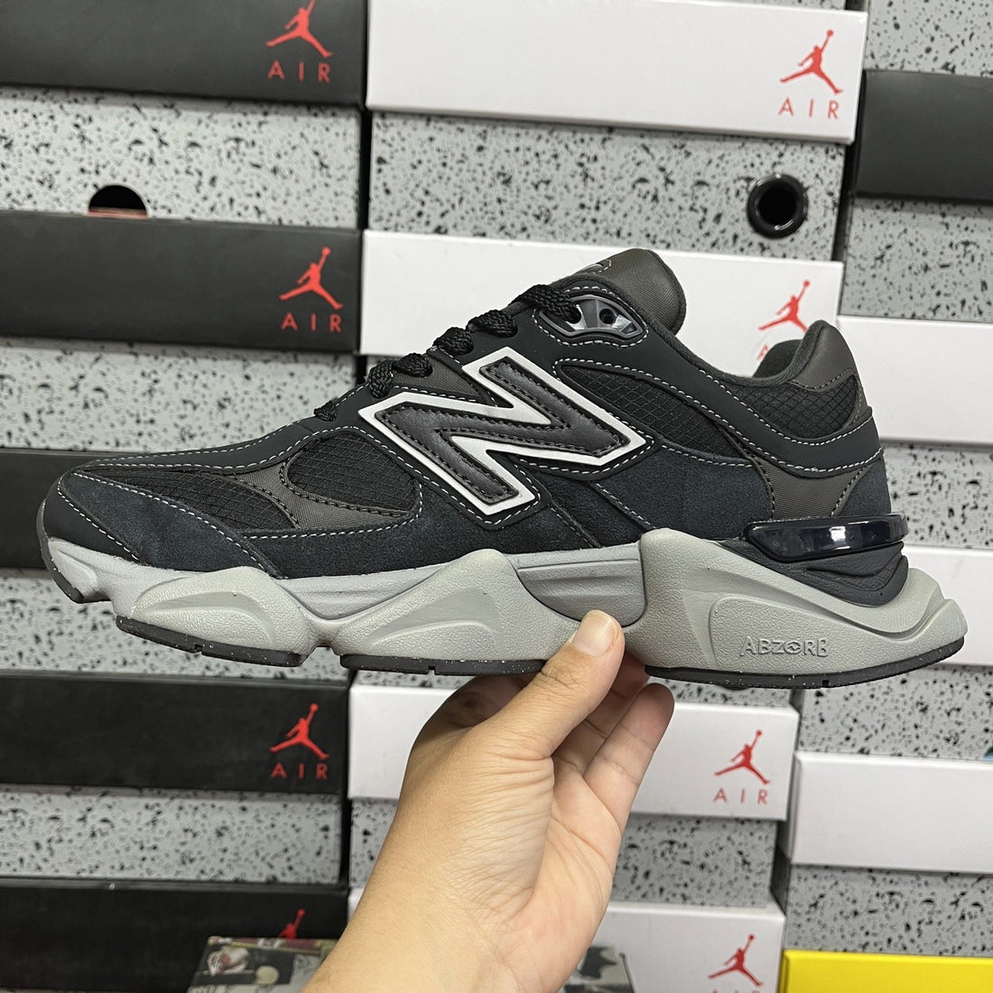 NB 9060 Black Grey Suede