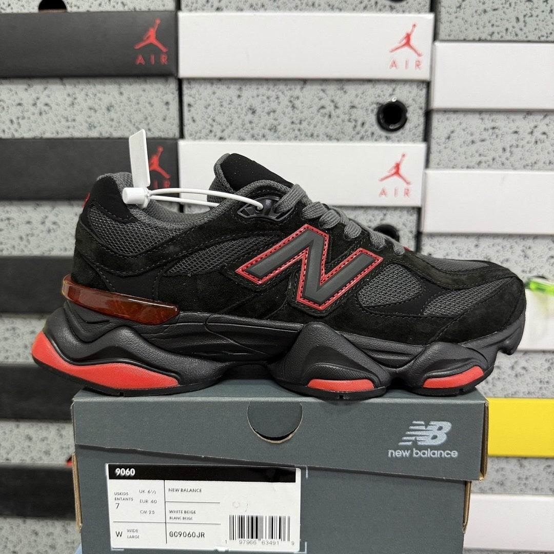 NB 9060 Black Red Suede