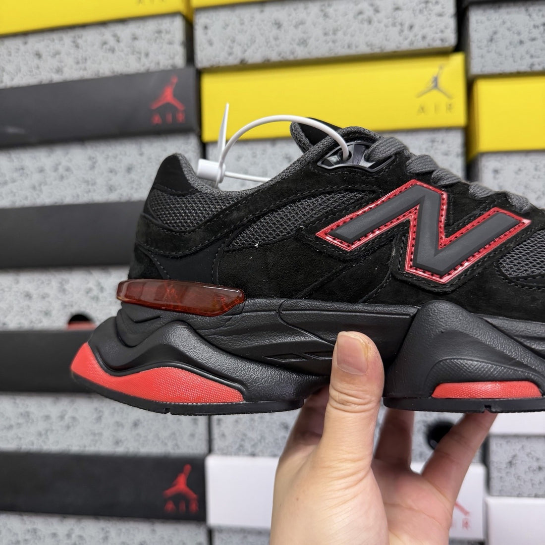 NB 9060 Black Red Suede