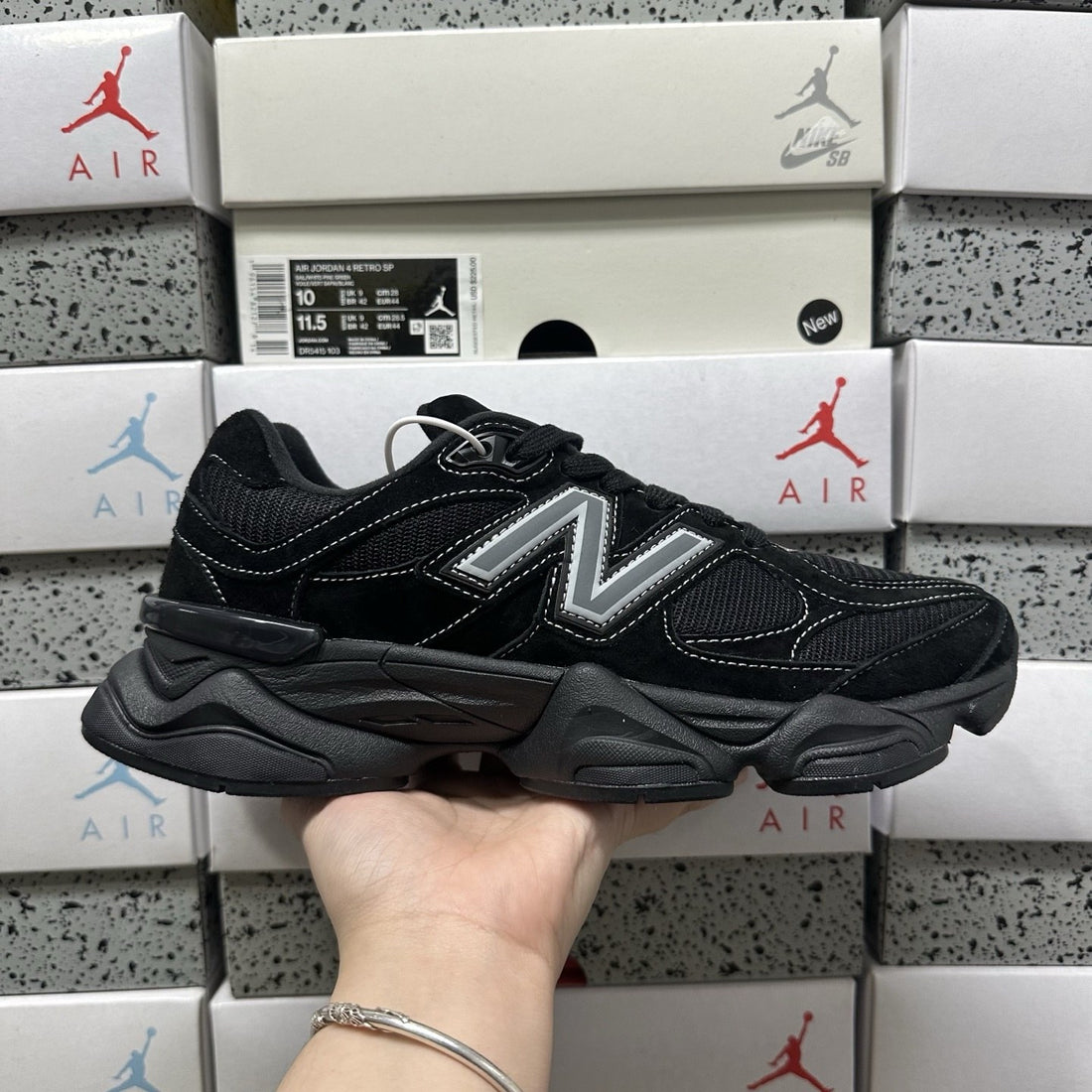 NB 9060 Black Silver Suede