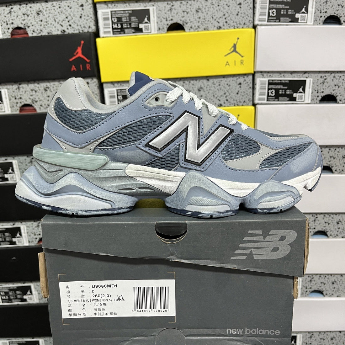 NB 9060 Blue Grey Mesh Suede