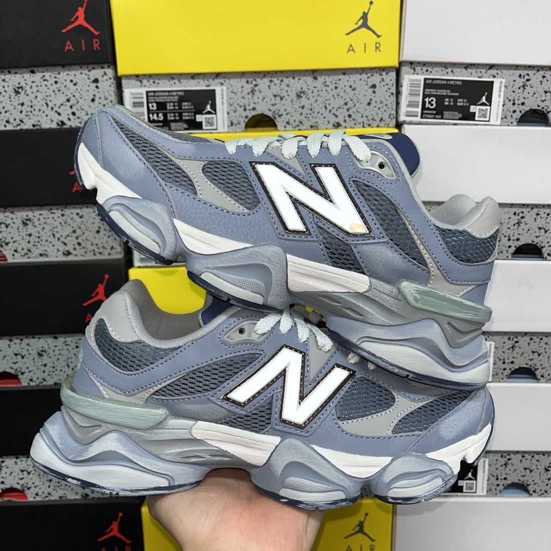 NB 9060 Blue Grey Mesh Suede