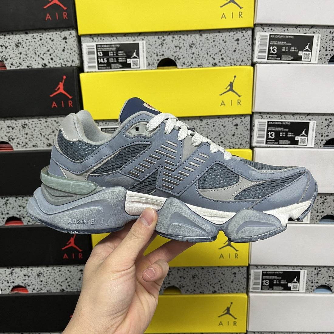 NB 9060 Blue Grey Mesh Suede