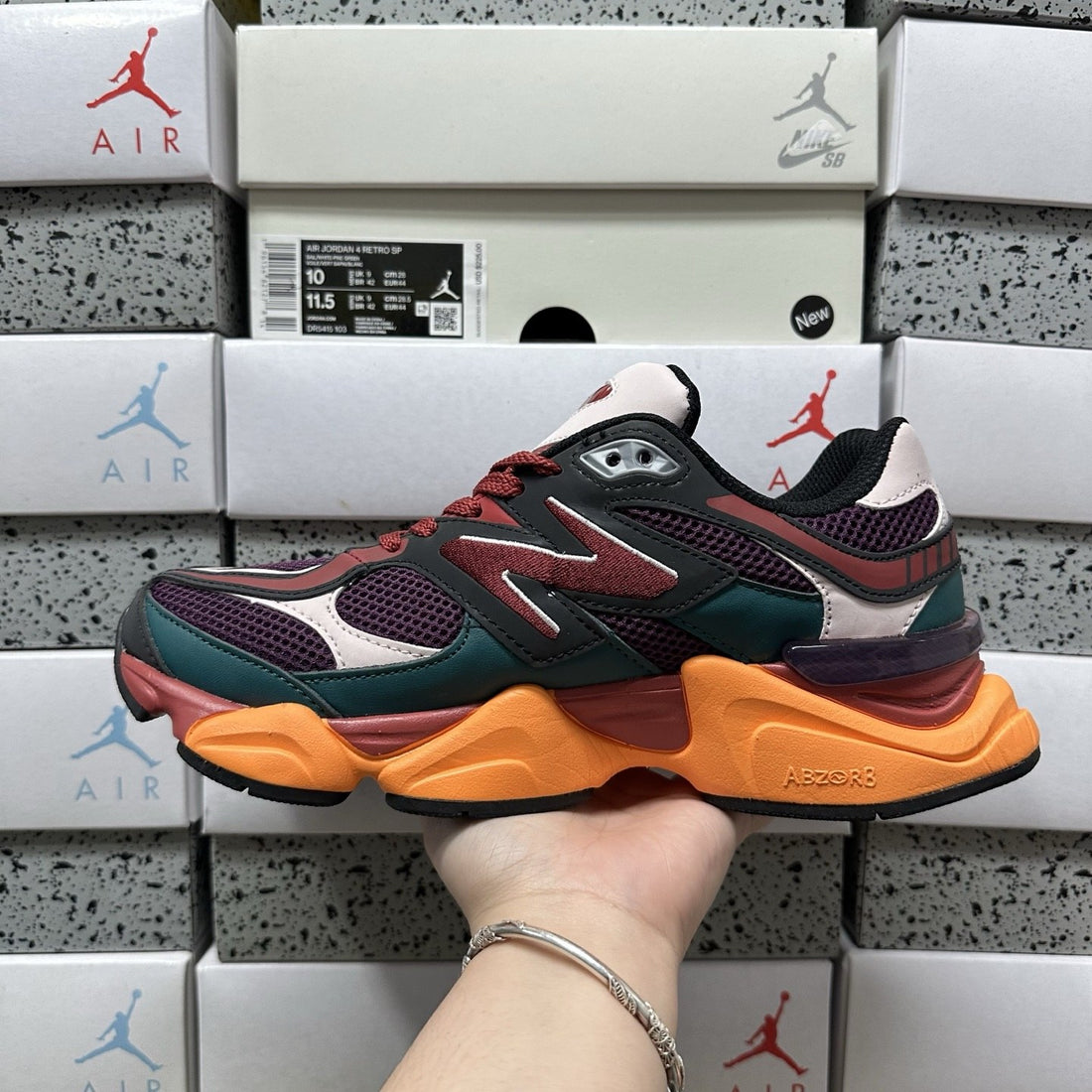 NB 9060 Burgundy Green Orange