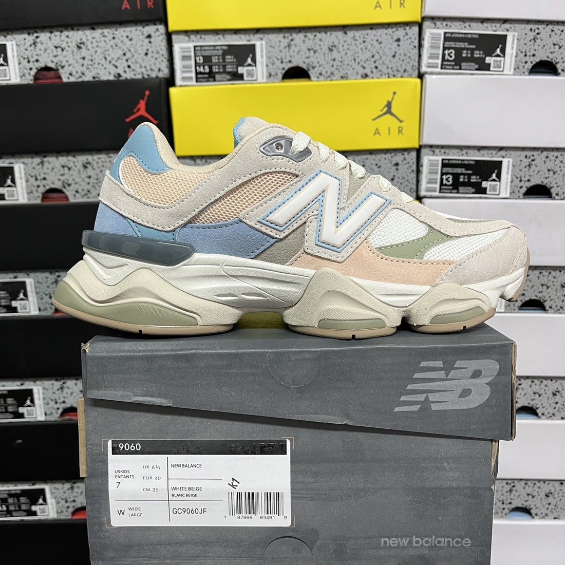 NB 9060 Cream Blue Pink