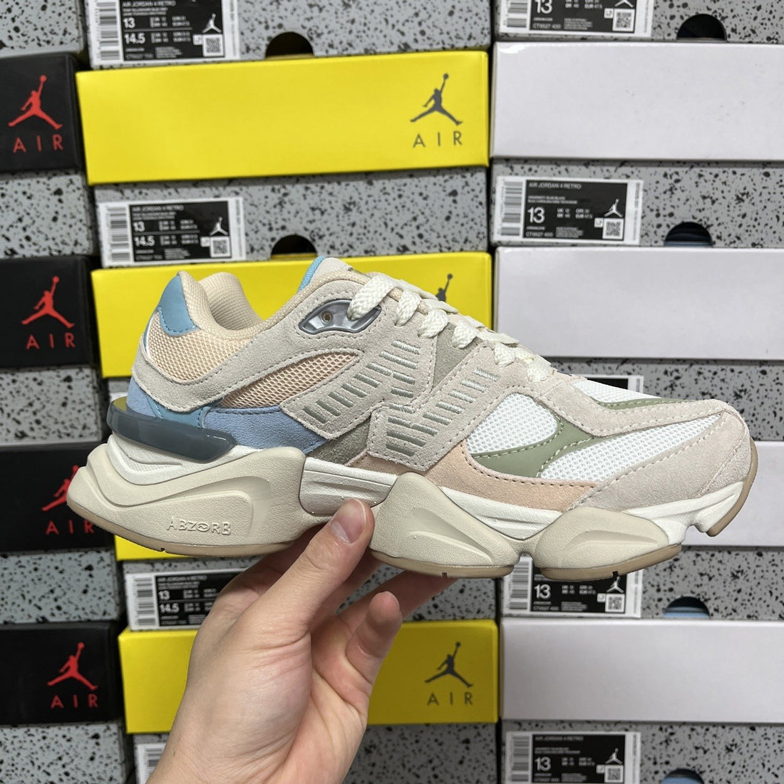 NB 9060 Cream Blue Pink