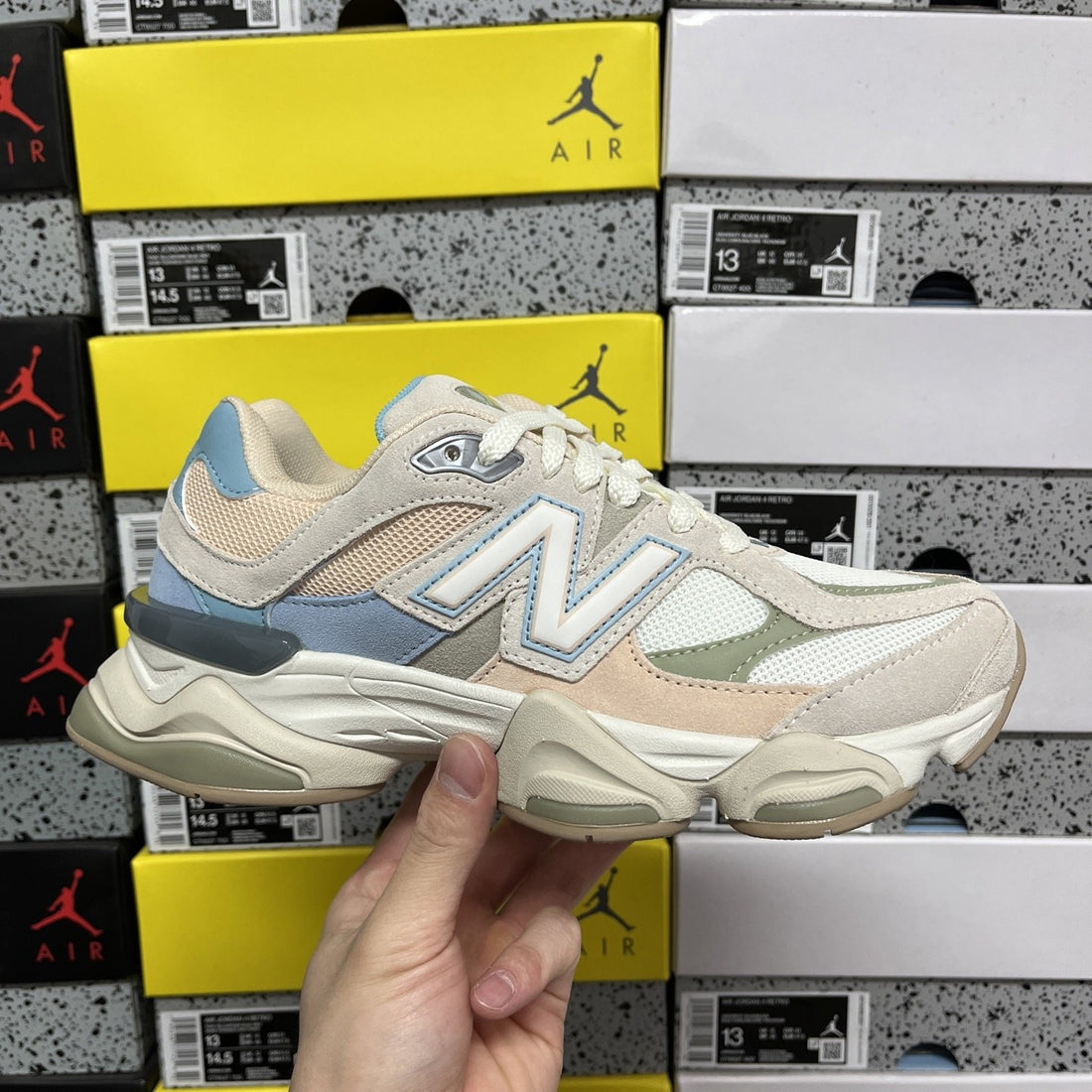 NB 9060 Cream Blue Pink