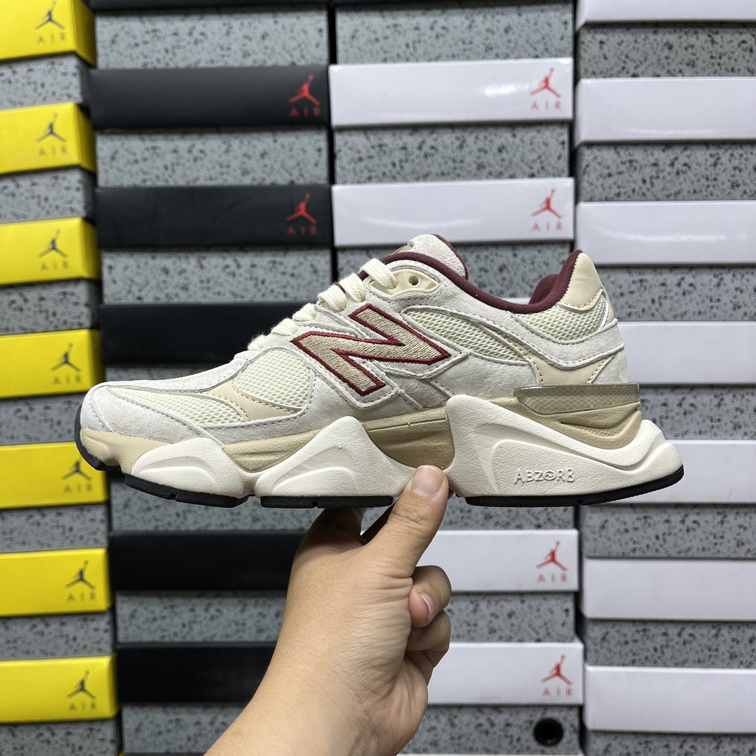 NB 9060 Cream Burgundy