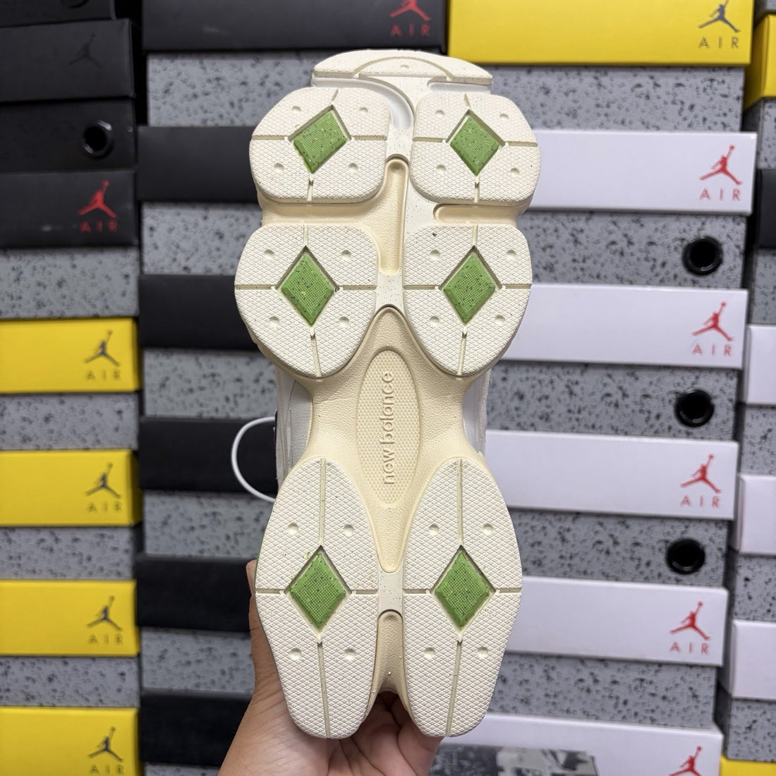 NB 9060 Cream Green Sole