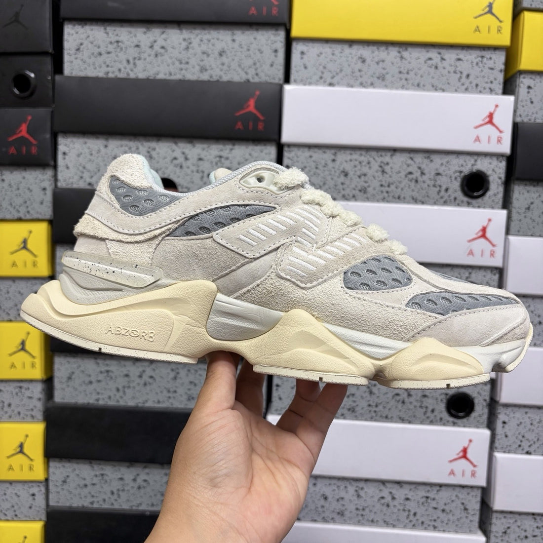 NB 9060 Cream Green Sole