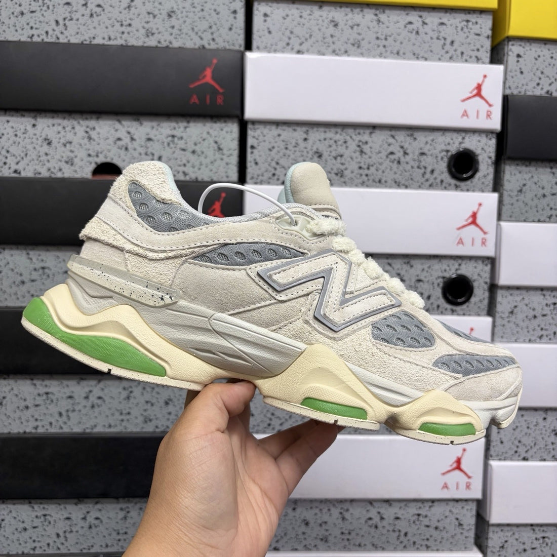 NB 9060 Cream Green Sole