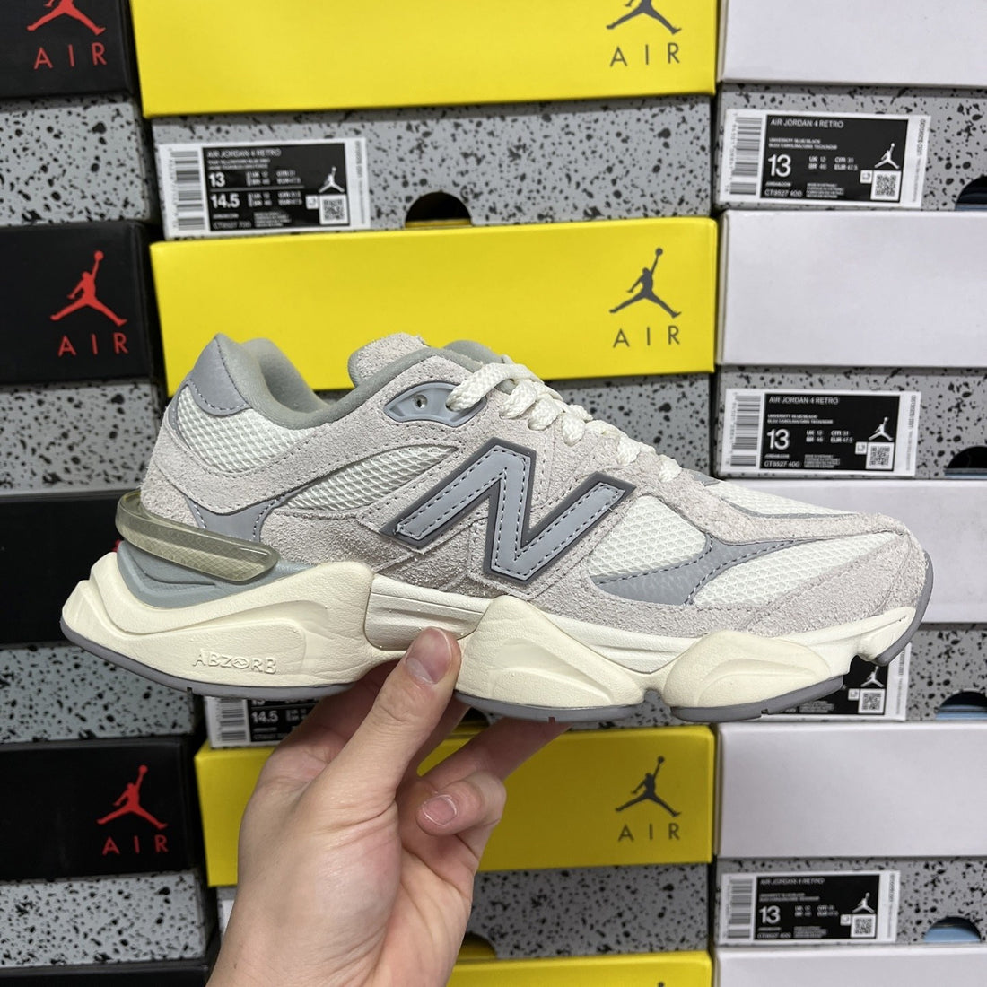 NB 9060 Cream Grey Mesh