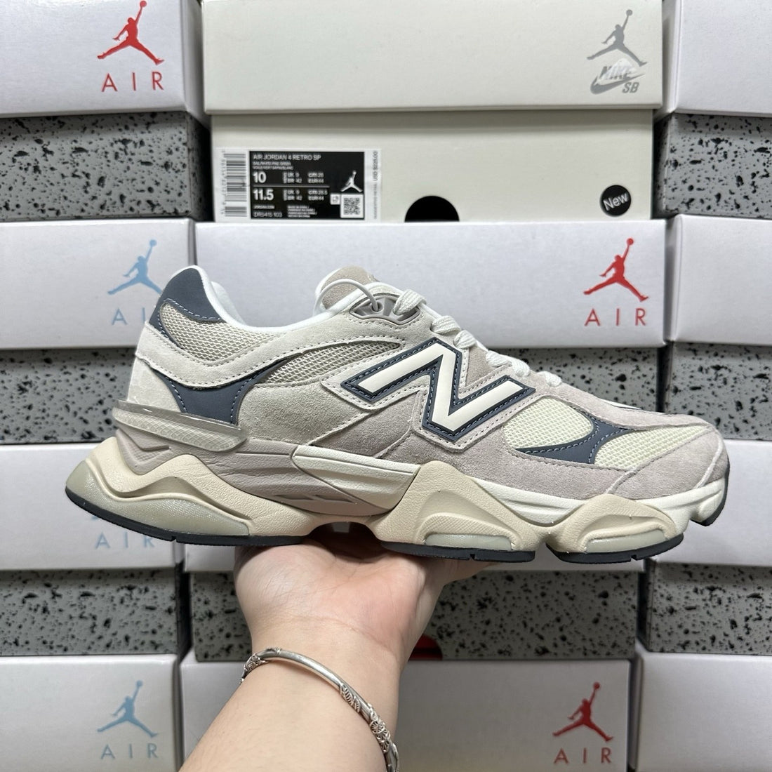 NB 9060 Cream Grey Navy