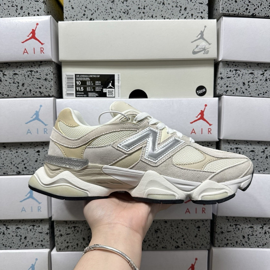 NB 9060 Cream Grey Suede