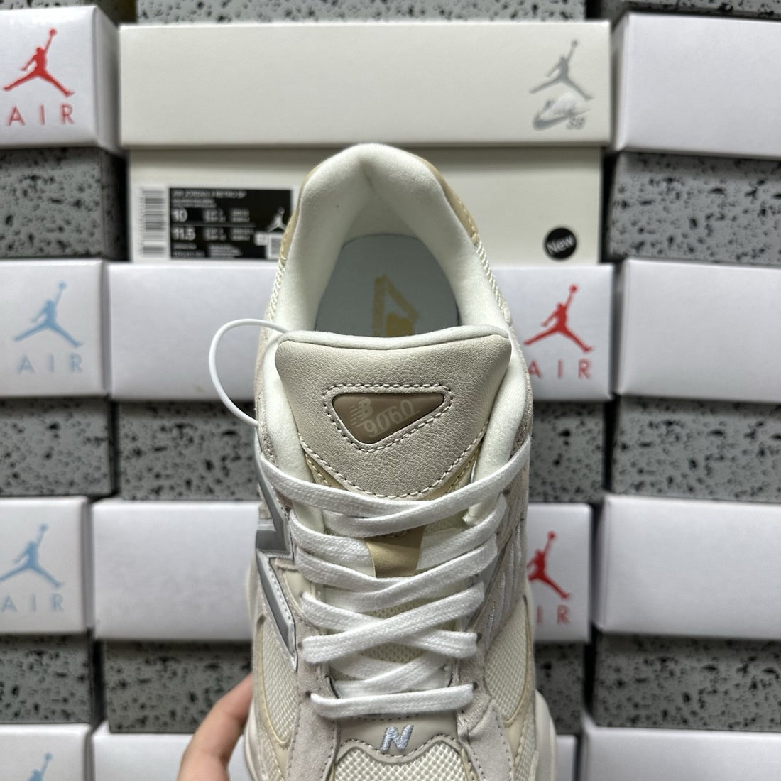 NB 9060 Cream Grey Suede