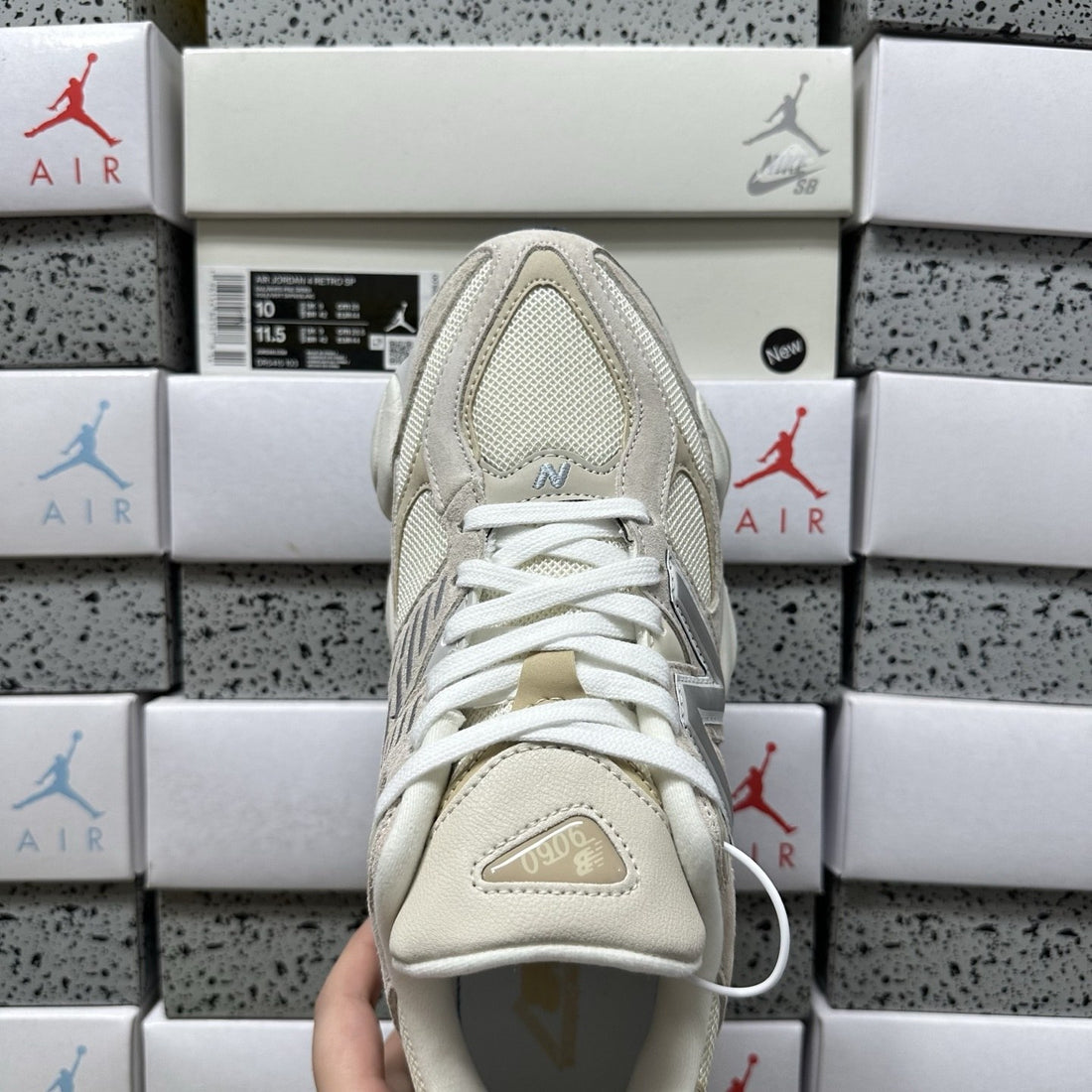 NB 9060 Cream Grey Suede